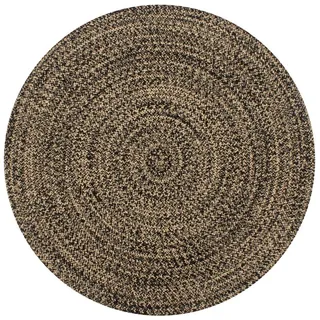 Teppich Teppich Handgefertigt Jute Schwarz und Natur 150 cm, vidaXL, Runde schwarz Ø 150 cm x 150 cm x 150 cm