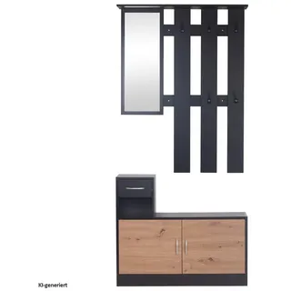 HTI-Living Garderoben-Set Garderoben-Set Dana mit Schuhschrank Schwarz, (Set, 2-St)