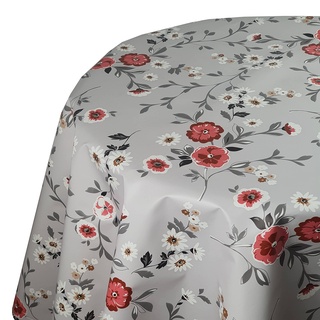 Wachstuch Wachstischdecke Tischdecke Gartentischdecke Farbe und Größe wählbar Betsy Blumen Grau Rund 90 cm abwaschbare Wachstuchtischdecke