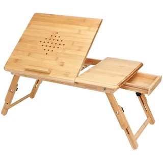 CASARIA CASARIA® Laptoptisch Betttisch Bambus Höhenverstellbar
