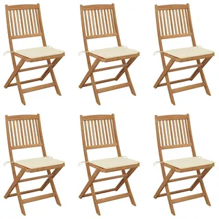 vidaXL Klappstuhl 48,5 x 57 x 91 cm beige/cremeweiß 6 St.
