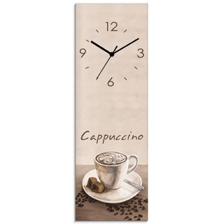 ARTLAND Wanduhr ohne Tickgeräusche Glas Quarzuhr 20x60 cm Rechteckig Lautlos Kaffee Coffee Italia Cafe Cappuccino Italien T3AD