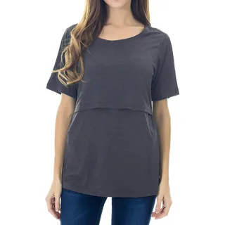 Smallshow Stillshirt Umstandstop T-Shirt Umstandsmode Umstandsshirt Schwangerschaft Kleidung Mutterschafts Kurzarm Shirt - M