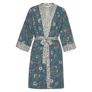 LASCANA Damen Kimono rauchblau-ecru Gr.44/46