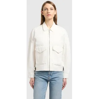 khujo "NELINA", S, sanftes weiß, 100% Baumwolle, unifarben, regular fit hüftlang, Jacken Jeansjacke