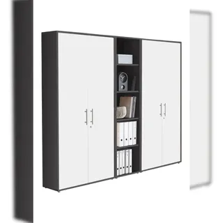 moebel-dich-auf Aktenschrank TABOR 10 in anthrazit / Gold Harbor Oak Schrankwand, Büroschrank, abschließbar, Metallgriffe
