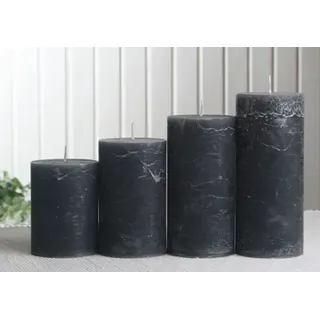 Rustik-Stumpenkerzen-Adventsset, mittel 6 cm Ø anthrazit-schwarz