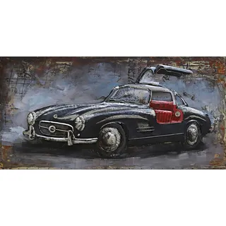 Vintage Line Handgefertigtes Metallbild 3D-Optik Wandbild Verschiedene Größen Kunst Bild (Metallbild 300 SL (ca. 120x60 cm))
