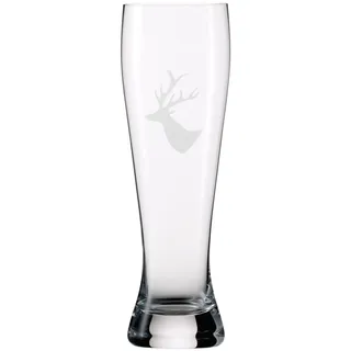 Eisch Weizenbierglas Chalet mit Hirsch, Handgefertigt mit sandgestrahltem Hirschmotiv, Bierglas für 0,5 Liter Weißbier