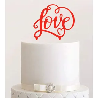 Manschin-Laserdesign Cake Topper, Tortenstecker, Tortefigur Acryl, Tortenständer - Farbwahl - Etagere Hochzeit Hochzeitstorte Love (Rot)