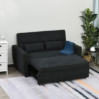 Homcom Schlafsofa, 2-Sitzer Sofa mit Schlaffunktion, Verstellbare Rückenlehne, Couch mit Kissen, Samtoptik, Schlafcouch für Wohnzimmer,