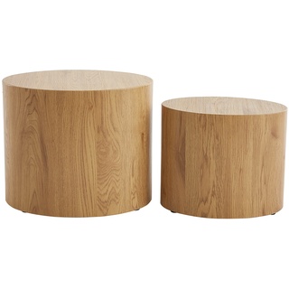 Ovale Couchtische aus hellem Holz (2er-Set) WOODY