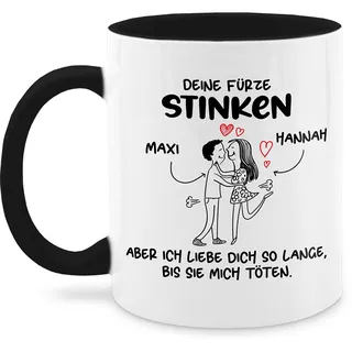 Tasse Tassen 325ml - Partner Freund & Freundin - Deine Fürze stinken I Paar Geschenke Pärchen Valentinstag - 325 ml - Schwarz - tee partnertassen liebeserklärung furz kaffeetasse personalisierte