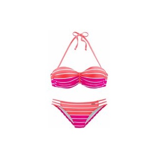 VENICE BEACH Bügel-Bandeau-Bikini Damen pink-gestreift Gr.32 Cup A