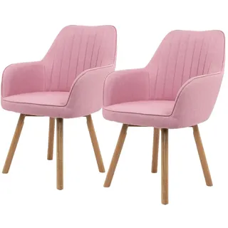 holz4home 2er Set Armlehnenstuhl Rosa I Gepolsterter Wohnzimmerstuhl Sessel mit Holzbeinen I Sitz gepolstert I Stuhlbeine aus Eichenholz I Stuhl für Wohnzimmer Esszimmer
