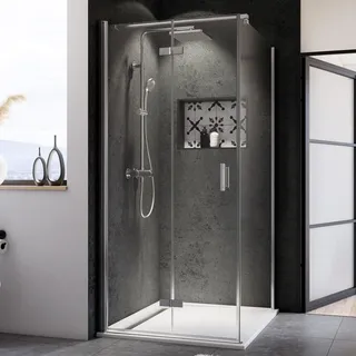 Breuer Panorama Seitenwand für Drehfalttür Wandanschlag rechts Klarglas hell mit DualPlus 75 cm - Alu Chromeffekt - 3377 005 070 002