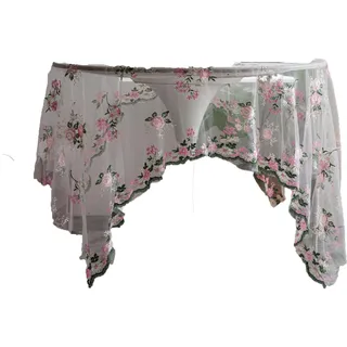 Wisafory Vintage Bestickte Spitze Tischdecke Blumenmuster Spitzentischdecke Tischdeko Bestickte Spitze Tischdecke für Hochzeit Vintage Home Decor Party Boho Hochzeit Tisch Dekor rosa 100 * 130cm