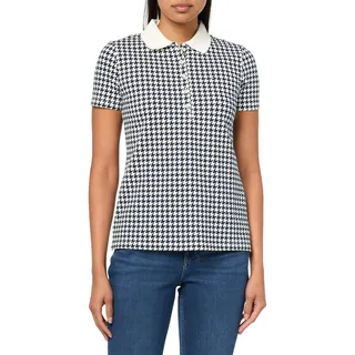 Tommy Hilfiger Damen-Poloshirt, Elfenbein/Sky Capt, Groß - L