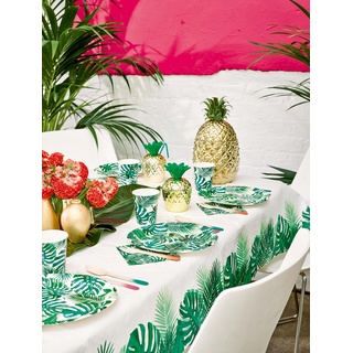 Talking Tables Tropical Tischdecke - Palmblatt-Einweg-Tischdecke für Kinderpartys, Dschungel-, Dinosaurier- oder Hawaii-Themen