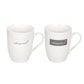 Bada Bing 2er Set Tasse Kaffeebecher Lieblingsmensch Herz 2-fach sortiert creme anthrazit