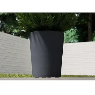 Deroma Millennium Pflanzkübel rund  (Außenmaß  (Ø x H): 43,5 x 53,5 cm, Aus recyceltem Kunststoff, Ashgrey)