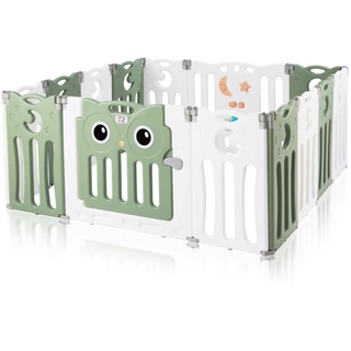 Baby Vivo Laufgitter aus Kunststoff Faltbar 14 Elemente - Eule in Grün