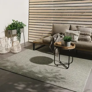 benuta Basic In- & Outdoor Teppich Wohnzimmer Iowa - Hellgrau 300x300 cm - Boho Jute-Look - Wetterfest für Balkon, Terrasse - Schlafzimmer, Küchenteppich & Wohnzimmerteppich - Strapazierfähig & Robust