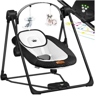 Kidiz KIDIZ® Babywippe Babyschaukel mit 5 Geschwindigkeitseinstellungen zusammenklappbarer Baby Wippe Schaukel Babyhochstuhl mit Spielbogen Spielzeugen 5 beruhigende Naturgeräusche neugeborene