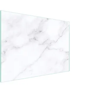 DarHaus Herdabdeckplatte 1-Teilig 30x22 cm Glaskeramikkochfeldabdeckung Küche Elektroherd Induktion Herdschutz Spritzschutz Glasplatte Schneidebrett aus Gehärtetem Glas, Marmor Weiß