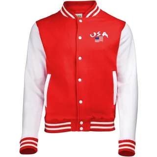 supportershop USA College Jacke zweifarbig Unisex Erwachsene, Rot, FR: L (Größe Hersteller: L)