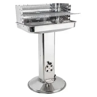 Böttcher-AG Holzkohlegrill 60198, Säulengrill, aus Edelstahl, mit Warmhalterost, Grillfläche 53 x 35 cm