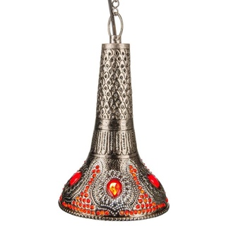 Marrakesch Orient & Mediterran Interior Deckenleuchte Orientalische Messing Lampe Pendelleuchte Ajdina 30cm, ohne Leuchtmittel, Handarbeit silberfarben