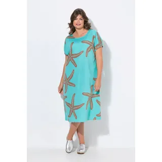 Laurasøn Midikleid Leinenkleid 1/2 Arm Rundhalsausschnitt blau XXL