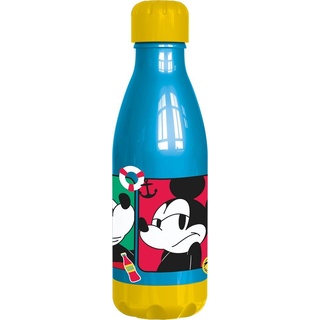 Tataway in viaggio si cresce Disney Mickey Mouse blaue Kinder-Kunststoffwasserflasche 560 ml mit Schraubverschluss