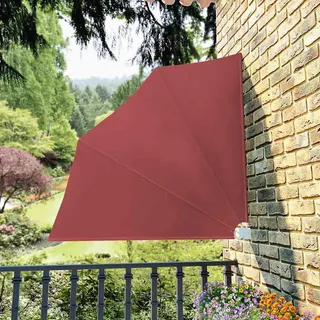 Nqyjm Faltbarer Balkonfächer Terracotta-Rot 140x140 cm Windschutz Seitenzugmarkise, Sichtschutz Sonnenschutz Markise für Balkon, Terrasse, Garten