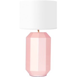 M Ledme - Aqua Tischlampe in Pink Crystal, Nachtlampe mit Schalter an der Schnur, Lampenschirm aus Stoff für Schlafzimmer für E27 Glühbirne nicht enthalten