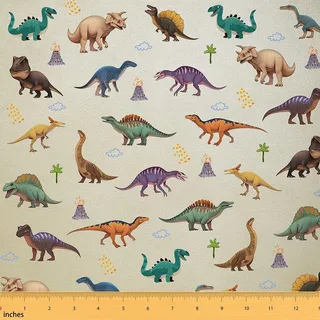 Loussiesd Dinosaurier Stoff 92x150cm Für Kinder Jungen Teens Dino Stoff Meterware Dino Kissenhülle Dekorative für Handgemachten Quilten Patchwork Stoffe