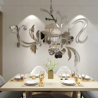3D Wandaufkleber Blumen Spiegel Wandtattoo Blumen Aufkleber Moderne Kunst ​Wanddeko Sticker für Wohnzimmer Halle Schlafzimmer Home Sofa Wand Badezimmer Kindergarten