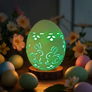 RZXBB LED Ostereier Keramik,Ostereier Deko,Osterdeko LED Ostereier,Ostereier Deko aus Porzellan,Frühlingsdeko,Ostern Deko Hase Osterei-licht für Osterdeko Innen Tischdeko (A)