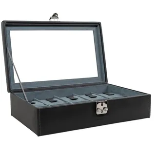 FRIEDRICH23 Uhrenbox Infinity für 10 Uhren mit Glasdeckel Schwarz