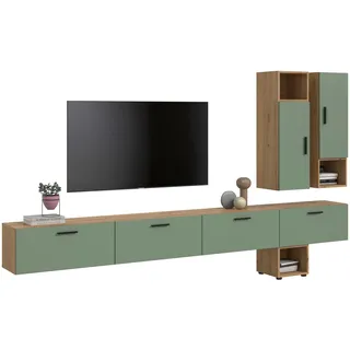 xonox.home Xonox Wohnwand Braun, Holzwerkstoff, 300x178x34 cm Wohnzimmer, Wohnwände, Anbauwände