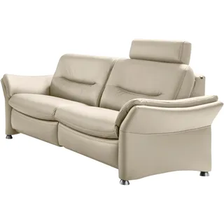 Hukla 2,5-Sitzer HUKLA "HU-SF15058 Ledersofa, Breite 194 cm", beige (torro ecru), B:194cm H:91cm T:92cm, Sofas, aus Leder, optional Kopfstütze u. WallAway-Funktion