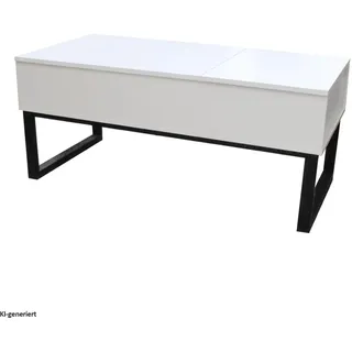 Hti-Living Couchtisch höhenverstellbar Weiß Spanplatte 108 x 46 cm