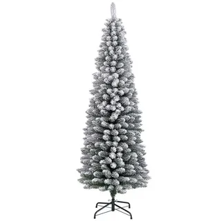 COSTWAY Künstlicher Weihnachtsbaum, Bleistift, 180cm, 460 Zweigspitzen, Metallständer grün