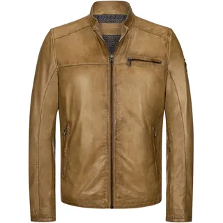 Lederjacke MILESTONE "MSMarco", Herren, Gr. 56, beige (hell, cognac), Obermaterial: 100% Lammnappaleder LANA., uni, regular fit, Jacken, robuste Metallreißverschlüsse