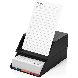 Notsu Centre Rise To-Do-Liste Kartenplaner Box Ständer Set | 50 faltbare To-Do vertikale Notizkarten 3 x 5, Produktivität Index Karten Organizer Tab Trennwände, Schreibtisch Kartenhalter Ständer