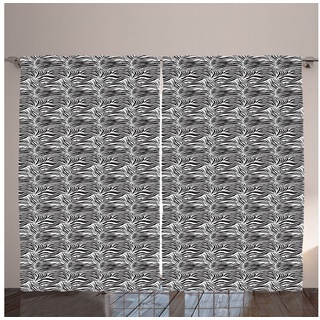Gardine Gardinen mit Schlaufen und Haken 140 cm x 2 Vorhangbahnen, Abakuhaus, Schwarz-Weiss Wilde Zebra-Linien schwarz|weiß
