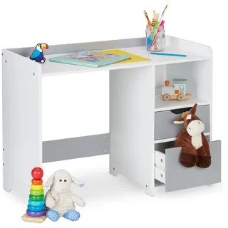 Relaxdays Kinderschreibtisch Relaxdays 80 x 60 x 38 cm MDF weiß/grau
