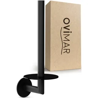ovimar Toilettenpapier-Ersatzrollenhalter Hesselo, zum Kleben für 2 Rollen, aus Edelstahl | Glas, schwarz