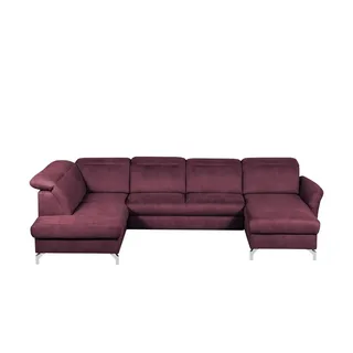 uno Wohnlandschaft Wildleder-Optik Basel , rot , Maße (cm): B: 304 H: 100 T: 200.0